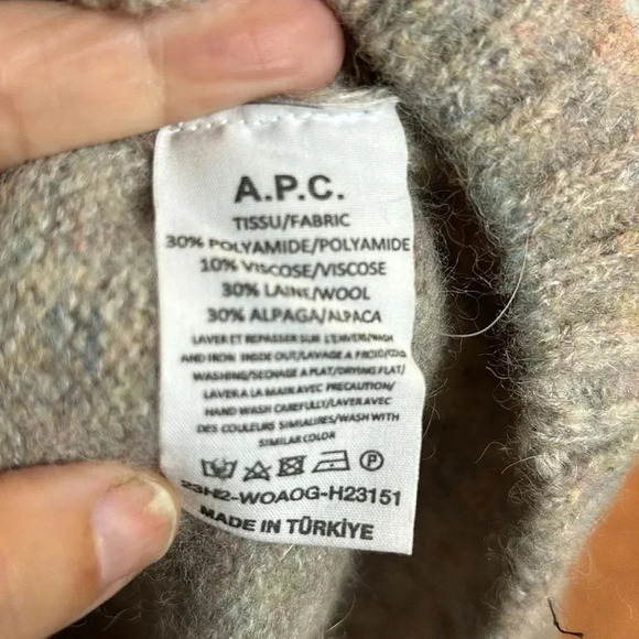 NWT mens A.P.C. Pull Lucas Gris Clair Chine size XS - Picture 5 of 8